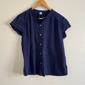 Women's Old Navy Navy Blue Cap Sleeve Button-up Top, Size S